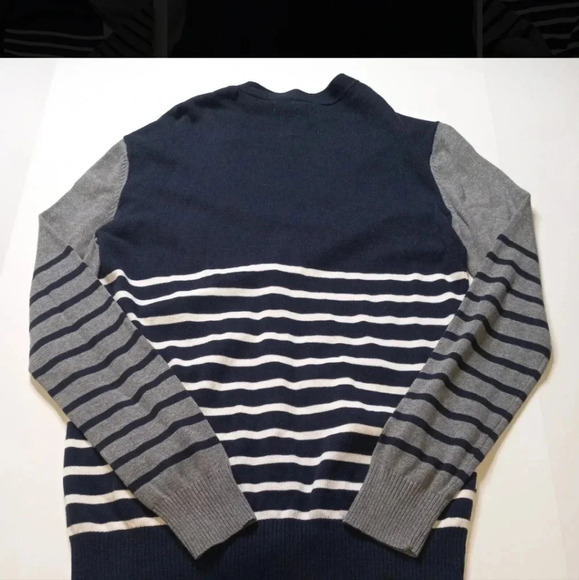 21 men Blue/White solid/ Striped blocking button down cardy Size M - Picture 5 of 11